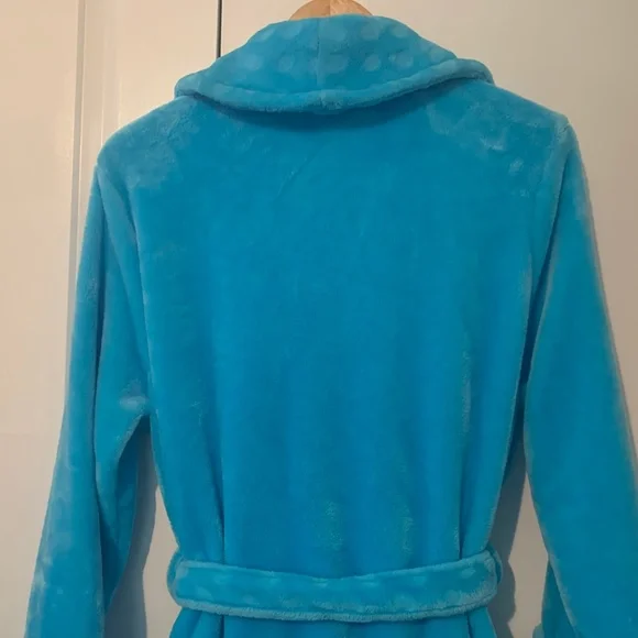 Turquoise Blue Plush Bath Robe - Picture 8 of 13
